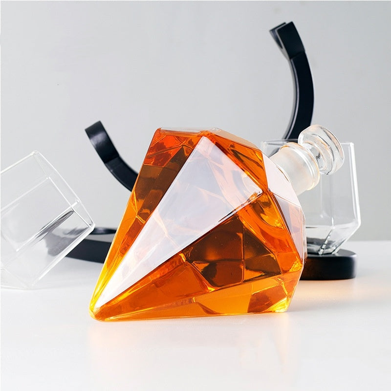 Set Decantor Whisky în formă de diamant cu suport + pahare | Cadou Premium pentru Bărbați