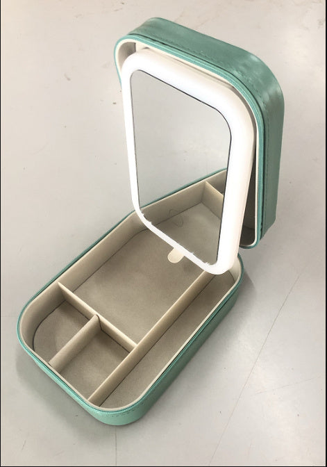 Cutie de machiaj cu oglindă LED – organizator portabil pentru cosmetice și accesorii