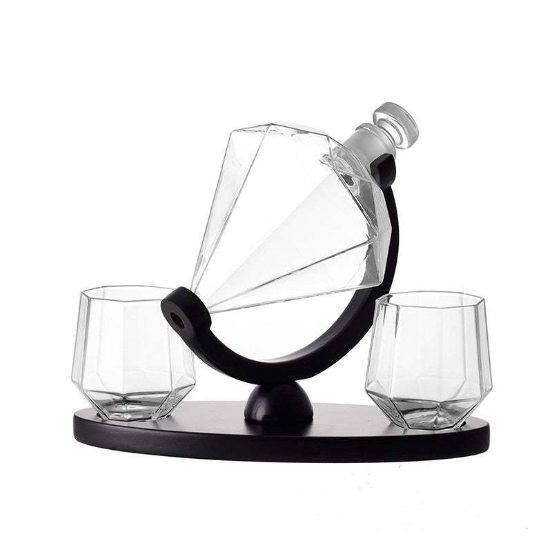 Set Decantor Whisky în formă de diamant cu suport + pahare | Cadou Premium pentru Bărbați