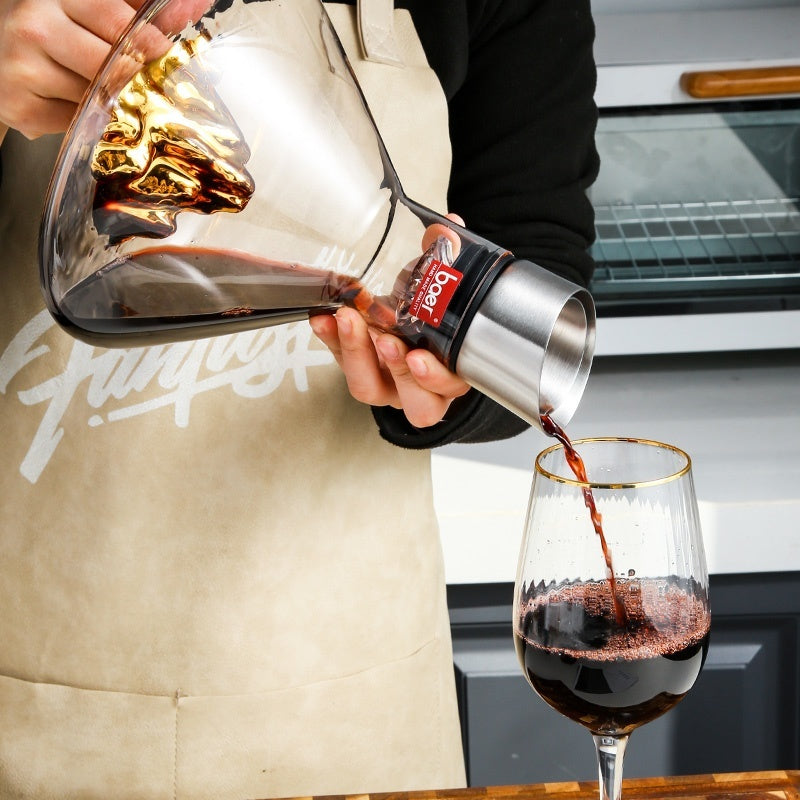 Decantor Vin din Sticlă Cristal – Design Iceberg Strat Dublu | Accesoriu Bar Eleganță Nordică | Cadou Premium