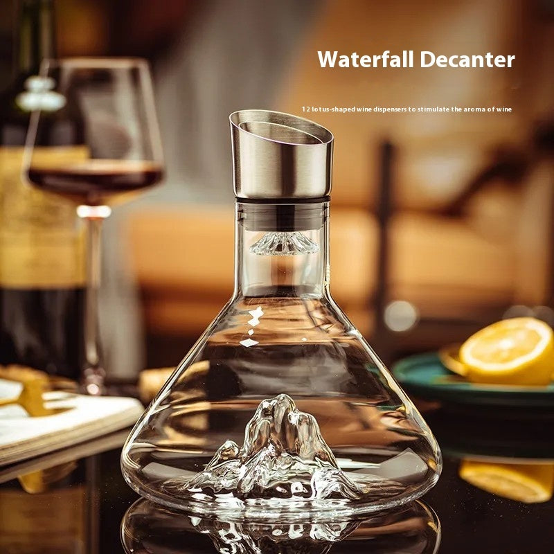 Decantor Vin din Sticlă Cristal – Design Iceberg Strat Dublu | Accesoriu Bar Eleganță Nordică | Cadou Premium